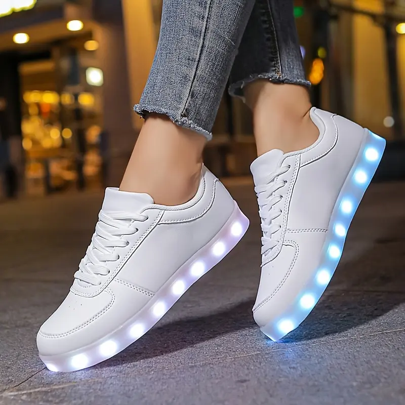[Rechargeable LED Light Shoes] USB Rechargeable 450mAh LED Light-Up Skateboarding Shoes - Breathable Fabric Inner, Durable TPR Sole, All-Season Casual Sports Footwear 0
