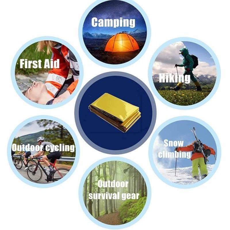 Emergency Mylar Thermal Blanket, 12pcs/set Space Blanket Survival Kit for Outdoor, Camping, Hiking, First Aid 4