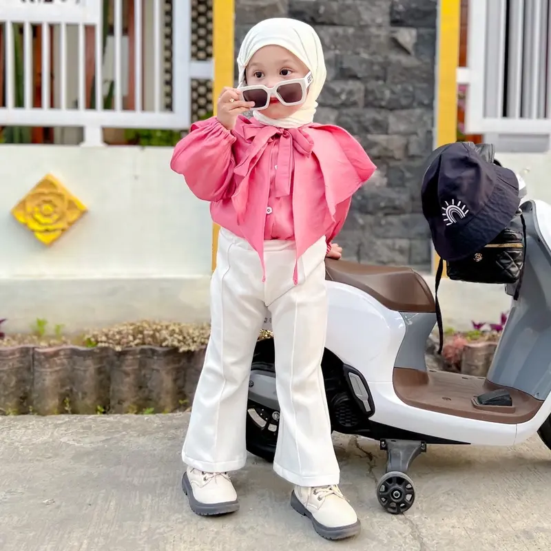 MIMMI.ID — Lolita Blouse Shimmer Atasan Kerah Panjang  Baju Rumbai Pita Wanita Kancing 4