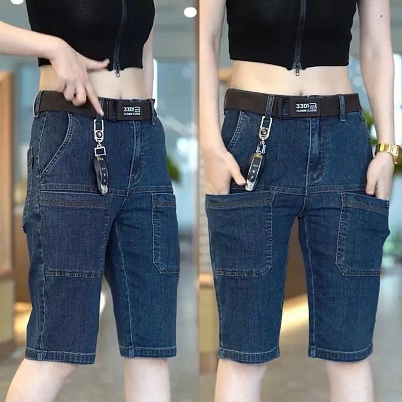 Quần Short Jeans 6 túi Dành Cho Nữ CO Giãn Thoáng Mát Women Voi quần  jeans quần  bò quần  jean quần  jeans đen khói 0