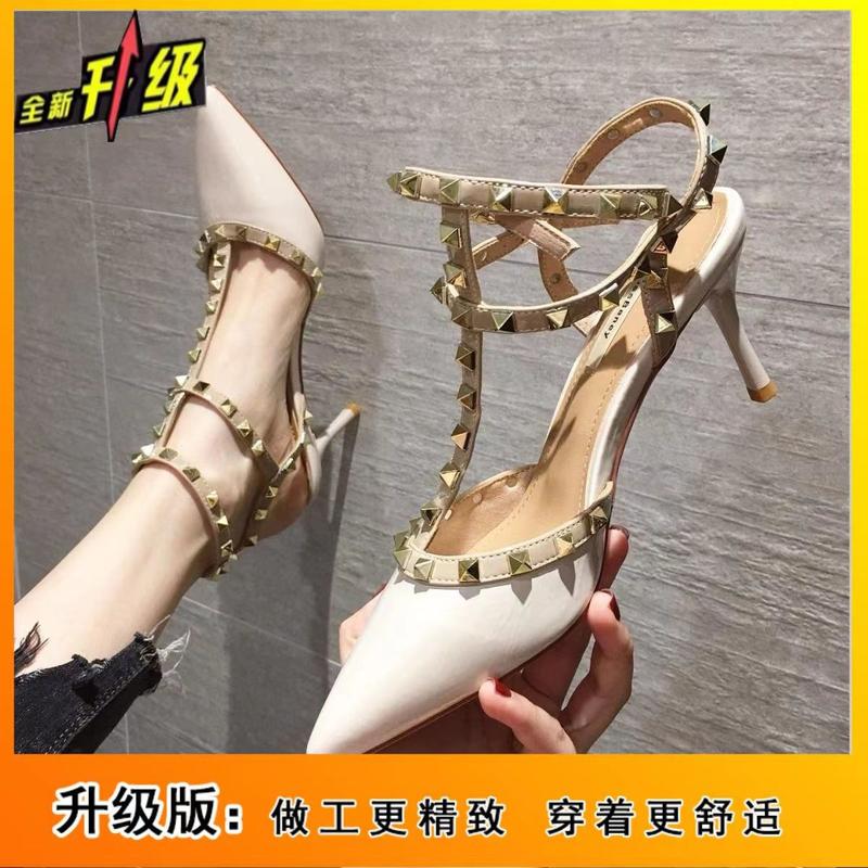 2025 Stiletto Sandals for Women Fairy Style Rivet Spring New Versatile Pointed Toe Plus Size High Heels Fashion Hot Item 6