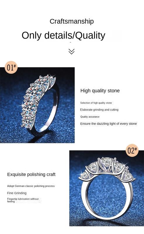 Product Introduction of European & American Style S925 Sterling Silver Ring For Women D Color Moissanite Stackable Ring High Sense 3.6 Ct Moissanite Ring 9
