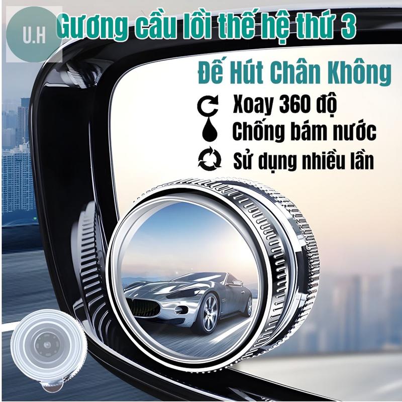  Cặp 2 Gương Cầu Lồi GCL-01 Gắn Kính Hậu Ô Tô Xoay 360 Xoá Điểm Mù Sử Dụng Đế Hút Không Để Lại  vết keo khó tẩy. 