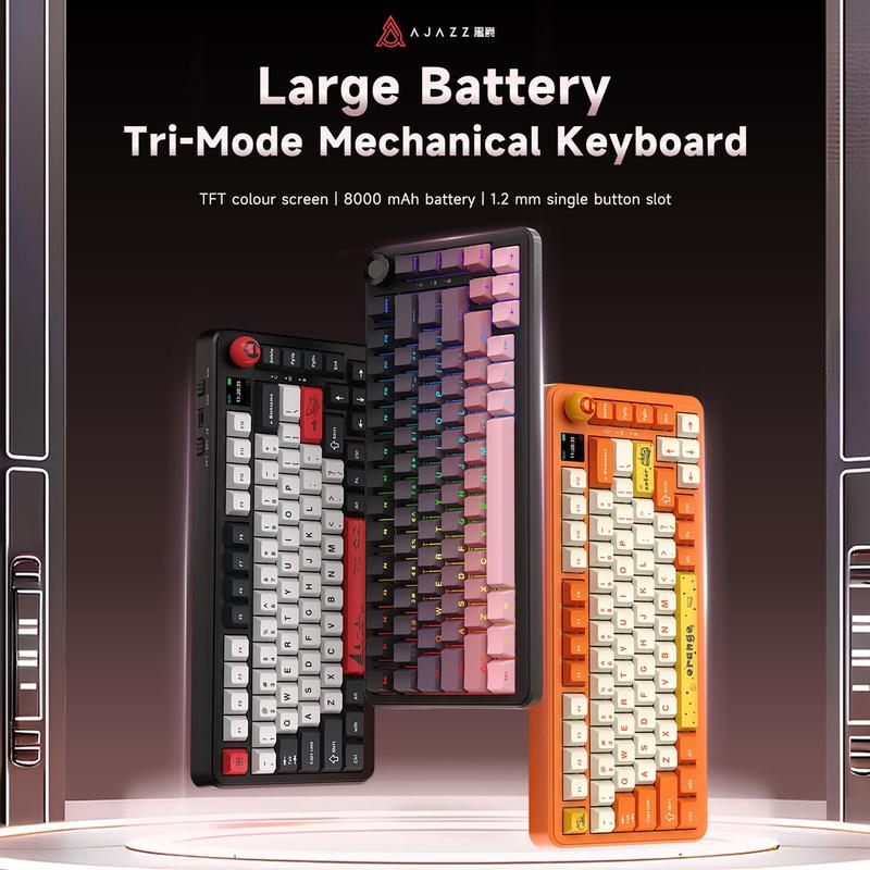 AJAZZ AK820 MAX PLUS Wireless Keyboard, Rechargeable 3-mode Mechanical Keyboard with Screen, Hot-swappable RGB DIY Keyboard for Gaming 2