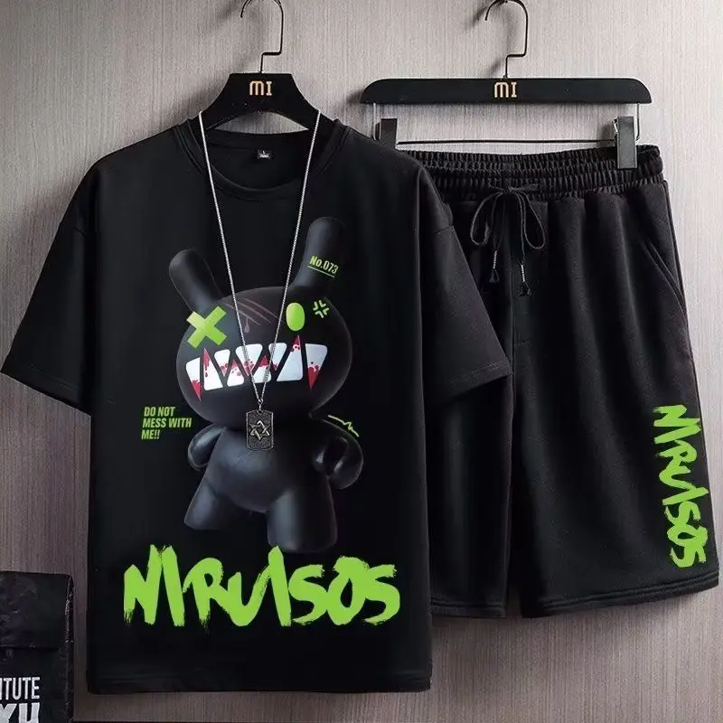 Plus-Sized XL Set Men's New Clothes Summer Loose Sportswear Fat High-Grade Five-Quarter Sleeve Shorts Two-Piece Suit
