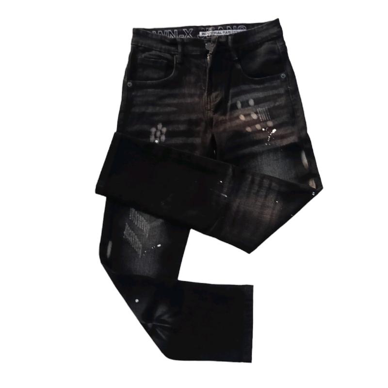 Quần Jean Sai NHỠ TỪ 30kg_50kg Màu đen hai khóa đầu gối Menswear Nam Pants Có Túi Tre 5