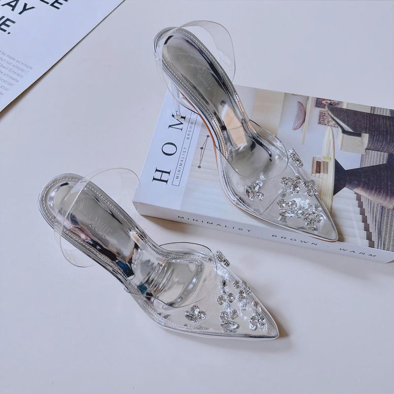 Product Introduction of LOVIIECORNER GIÀY CAO GÓT MŨI NHỌN SLINGBACK - FORM BÉ - GUỐC NỮ QUAI TRONG ĐÍNH ĐÁ SANG TRỌNG GÓT ĐŨA 9 PHÂN - G240870 5
