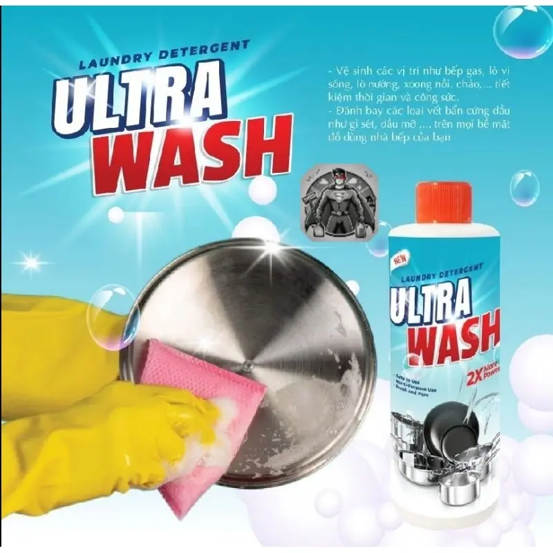 Nước Tẩy Rửa Đa Năng Ultra Wash Tẩy Rửa Xoong, Nồi, Chảo.... Làm Sạch Nước Rửa Chén