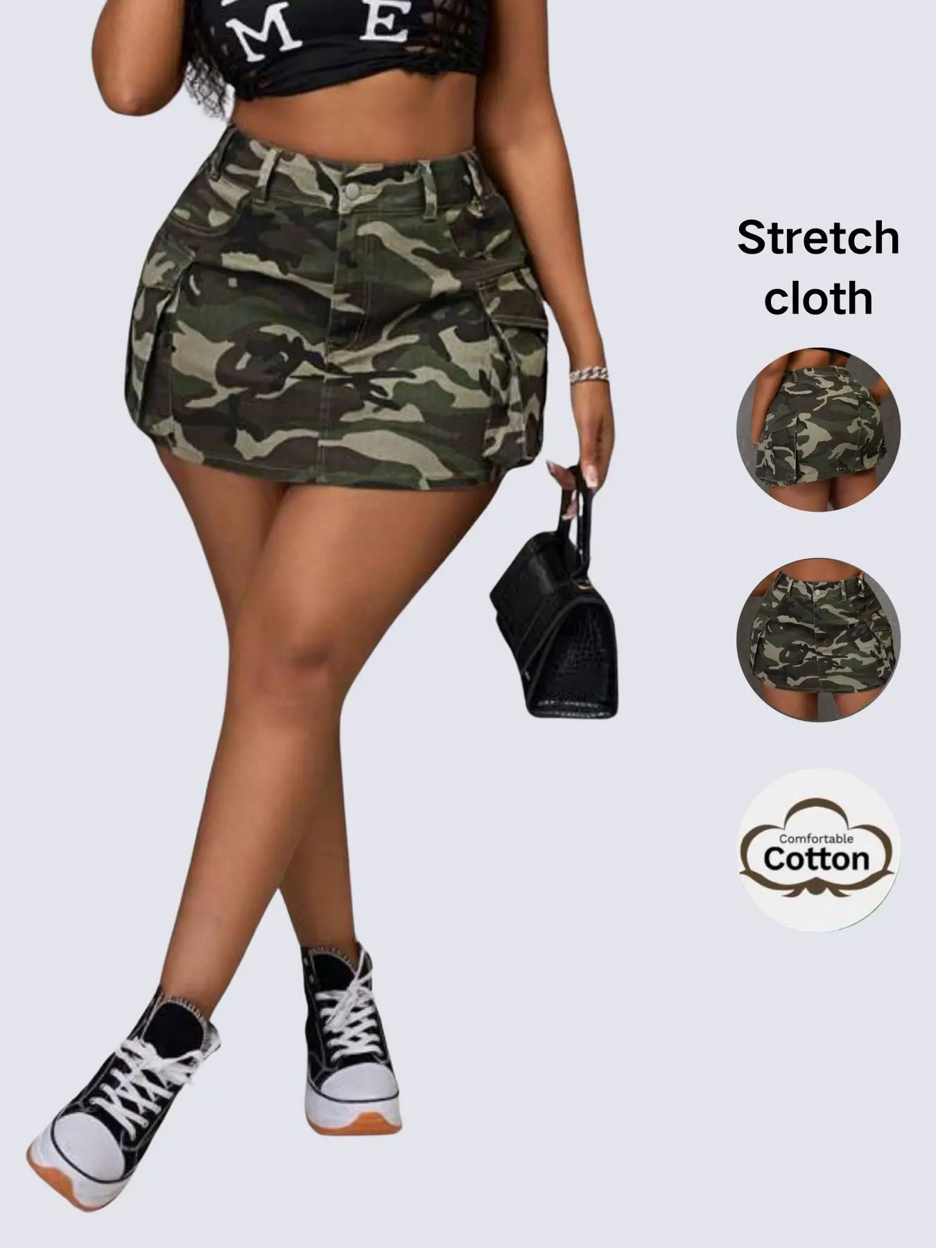 Women's Camo Print Denim Skirt, Fashion Casual Multi-pocket Cargo Skirt for Daily Outdoor Wear, Ladies Cotton Bottoms for Summer