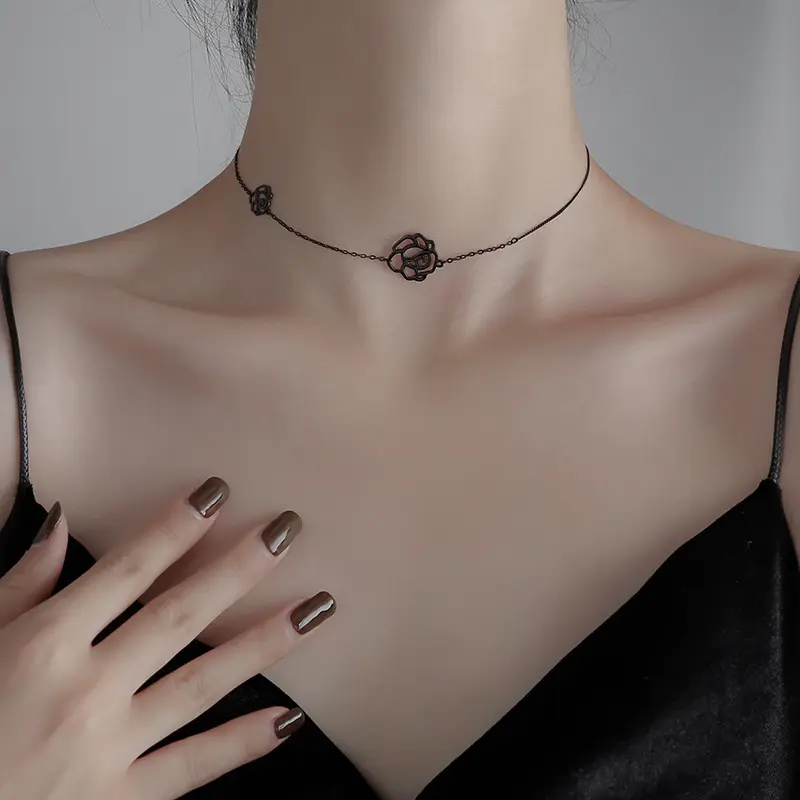 Vòng Cổ Ngắn, Xu Hướng Mới, Dây Đeo Cổ Hoa Hồng Đơn Giản, Phong Cách Hàn Quốc, Choker Cá Tính, Đồ Trang Sức, Dây Chuyền Cổ Jewelry Nữ Women Chain
