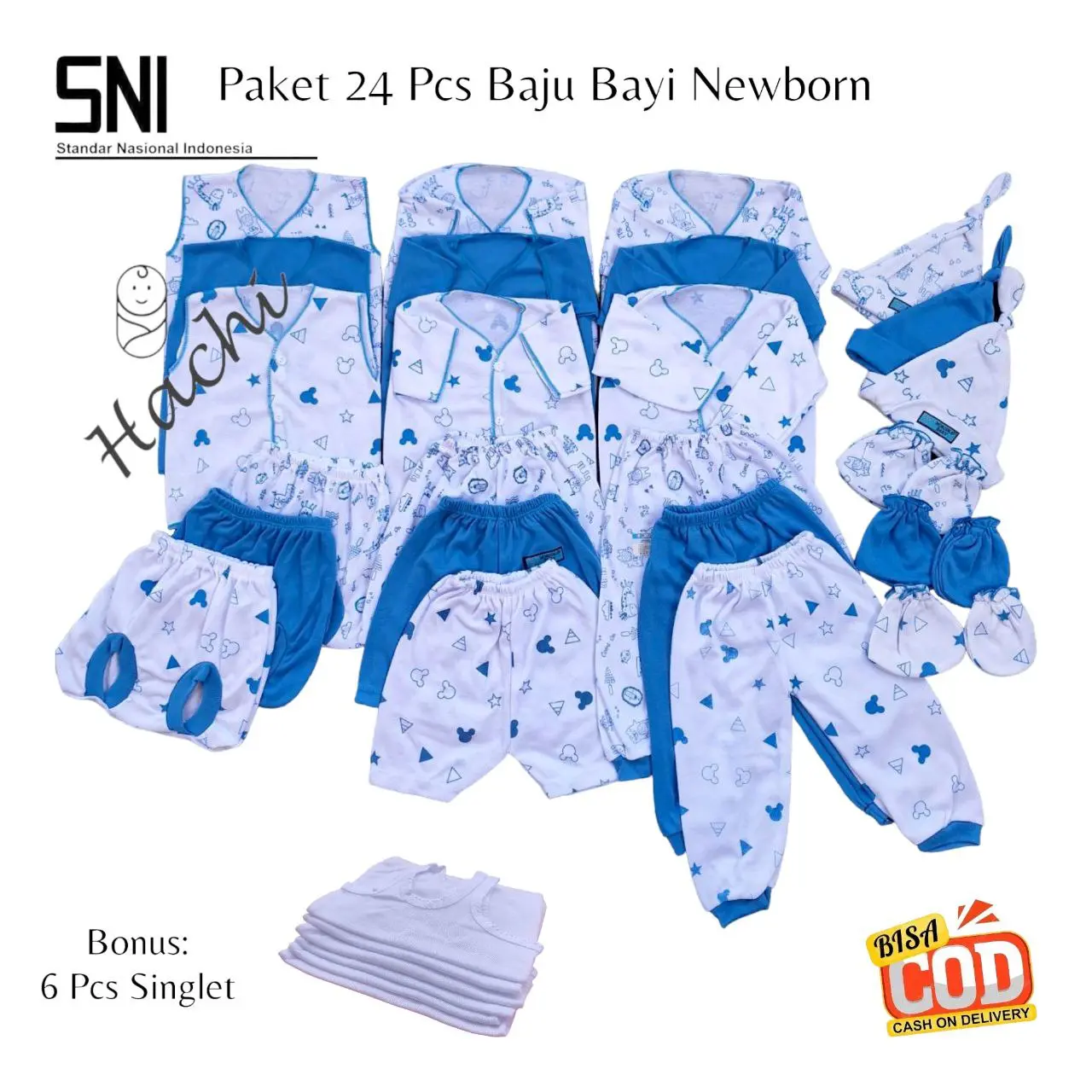 Paket Brojol 24 Pcs Baju Bayi Newborn Pakaian Baby Baru Lahir Laki Laki Perempuan Bahan Katun Lembut Parsel