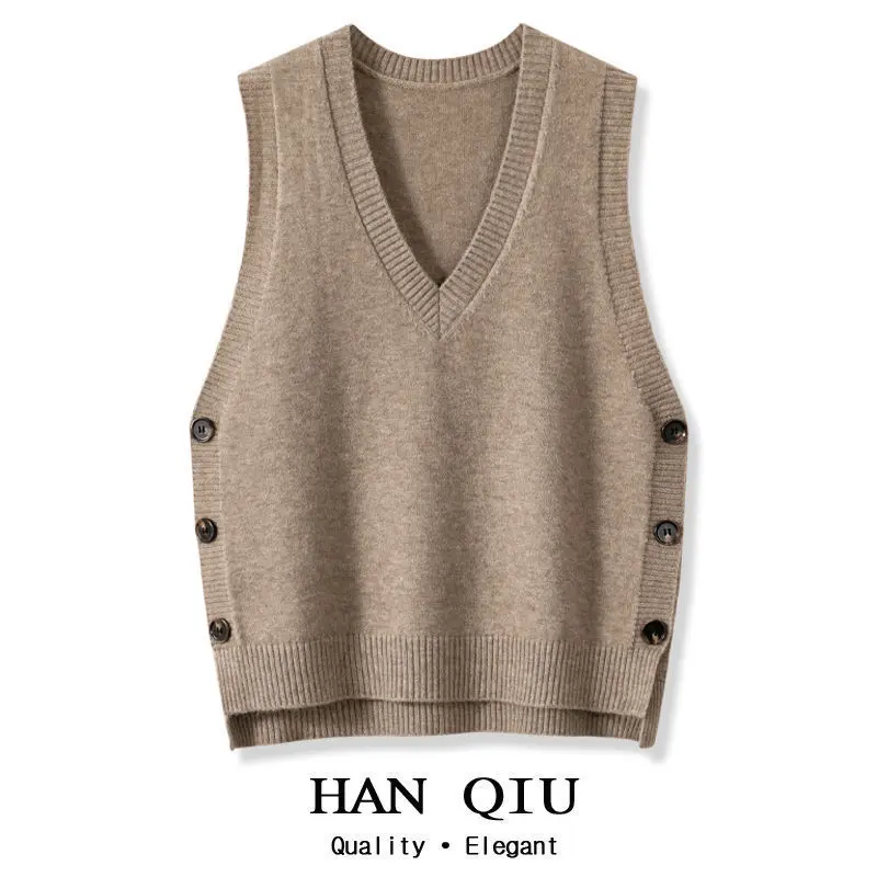 Áo Vest Dệt Kim Cổ Chữ V Cổ Điển Dành Cho Nữ, Phong Cách Thu Đông, Phong Cách Phương Tây, Màu Trơn Trang Phục Thường Ngày Áo Len Nữ, Áo Ghi Lê, Hàng Mới Về 2024, Có Thể Mặc Ngoài Trời Women Top 2