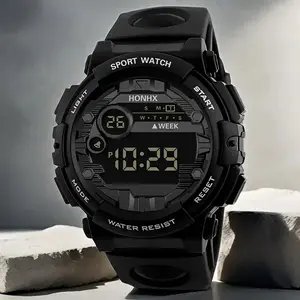 Jam Tangan Digital Anak-Anak Tanggal Tampilan Ganda LED Dial Bercahaya Jam Tangan Fashion Silikon Olahraga Tahan Air