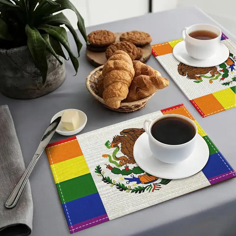 Mexican Flag Pattern Place Mat, Durable and Stylish Table Mat, Kitchen Dining Table Settings, Family Party Gifts, Home Decor, Coasters 3