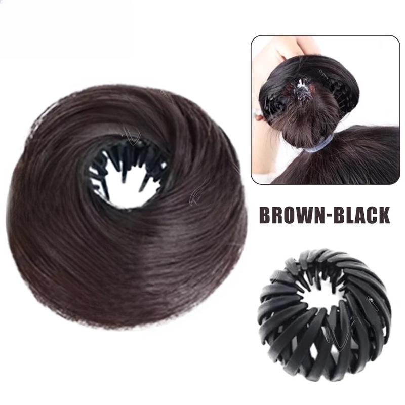 Tóc Giả Tổng Hợp, Kiểu Búi Tóc Thẳng Bánh Rán, Nữ, Bồng Bềnh, Tăng Mở Rộng Tóc, Kẹp Kiểu, Tóc Giả Búi Tóc Thẳng Bánh Rán 8