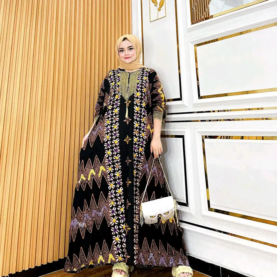 Gamis setorjoan zigzag bunga