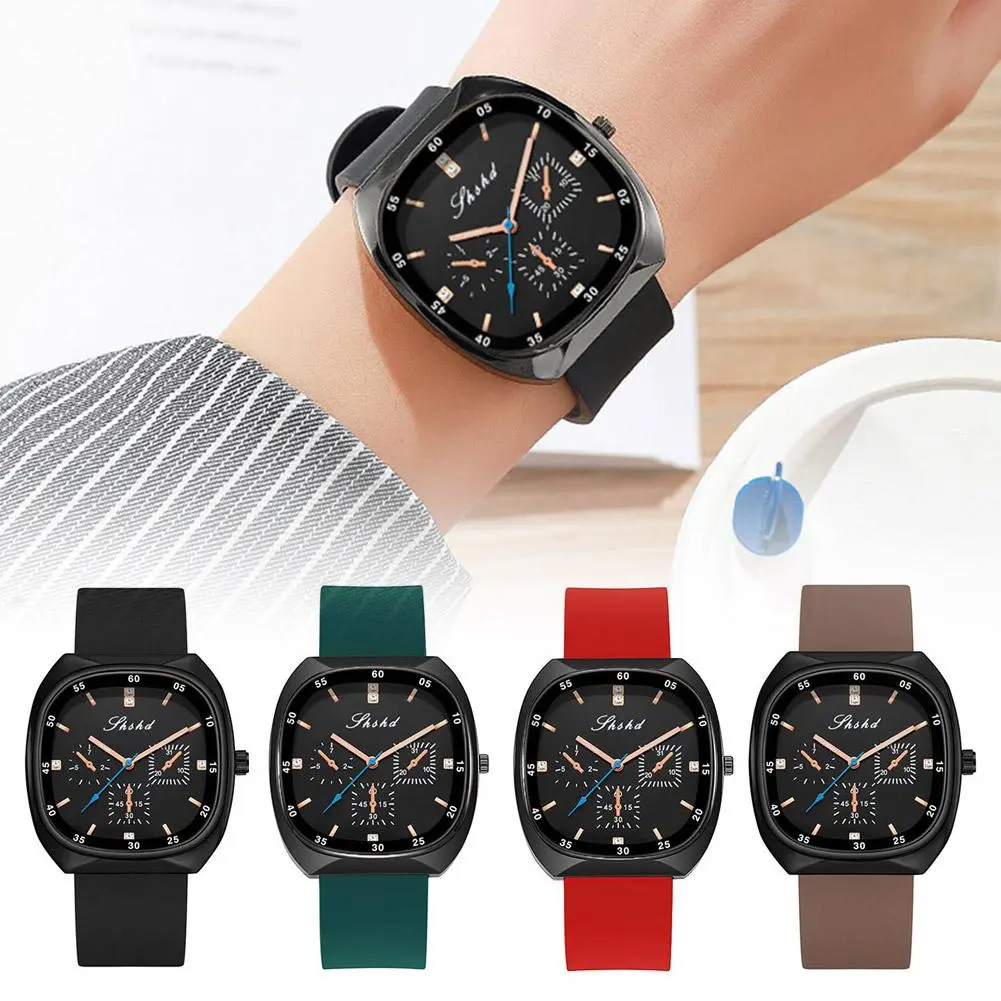 Luxury Silicone Strap Fashion Ladies Waterproof Watch Unisex For Men Women Fashion Korean Quartz Women's Watches Square Dial