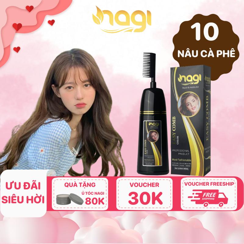 Dầu gội nhuộm tóc thảo dược Nagi màu Cafe chai 400ml Nữ Đổi Màu Tóc