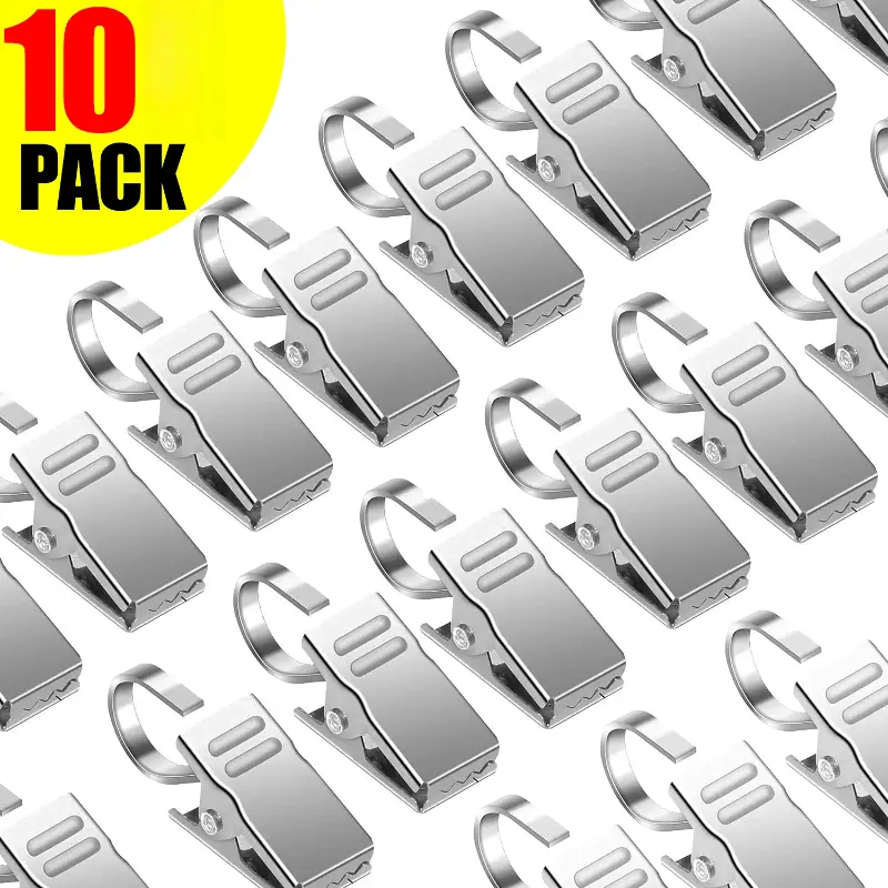 Móc Rèm Bằng Thép Không Gỉ, 5 / 10 Cái, Kẹp Nhỏ Bằng Kim Loại, Đa Năng, Thích Hợp Cho Ảnh, Rèm Cửa Sổ Và Vòi Hoa Sen, Kẹp Cố Định