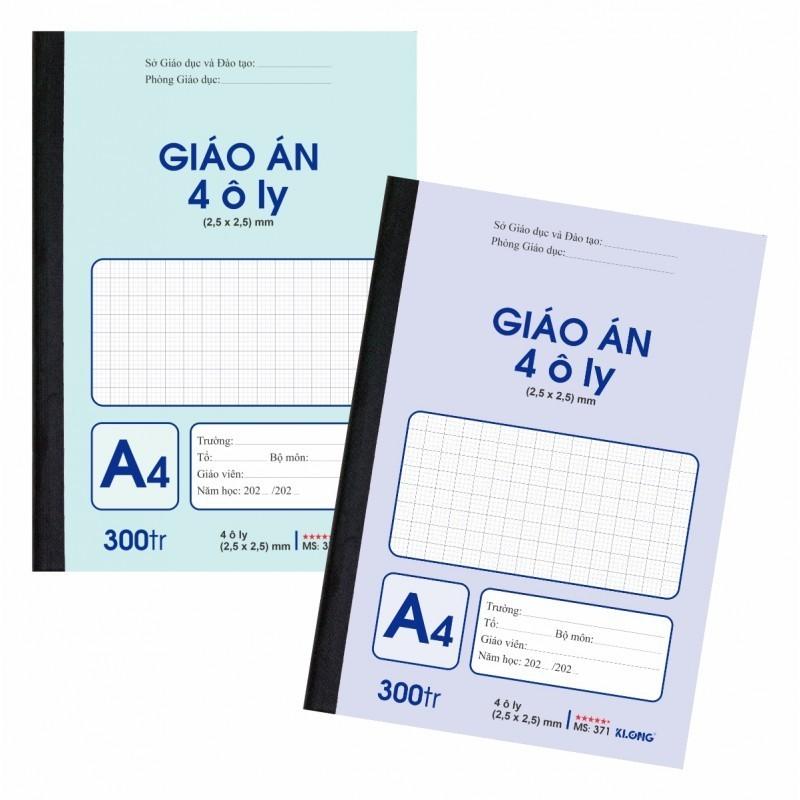 Sổ giáo án 4 ô ly klong may dán gáy A4 300 trang 70GSM Vở giáo án bài giảng MS 371