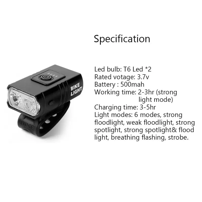 USB Rechargeable Bike Light, High Brightness Bicycle Headlight, Professional Lighting Equipment For Night Riding 6