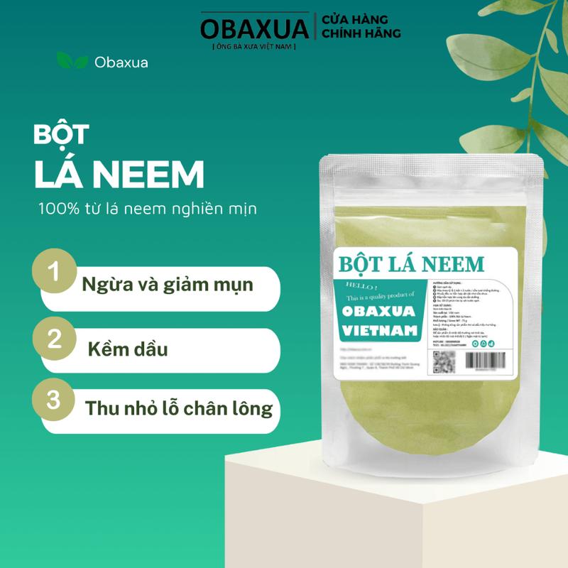  Bột lá neem OBAXUA nguyên chất - Dùng đắp mặt nạ ngăn ngừa mụn dưỡng da trắng hồng 