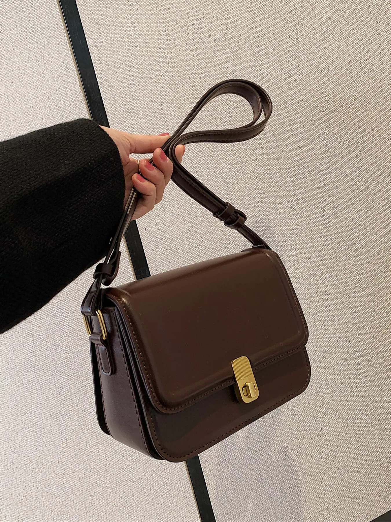 Women's Elegant Minimalist Plain Color Crossbody Bag, Trendy Vintage Pu Leather Crossbody Bag, Chic All-match Crossbody & Shoulder Bag for Daily Use