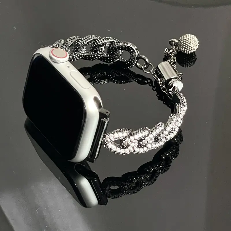 Rhinestone Decor Watch Band (Band Only), 1 Count Fashionable Watch Band for Women & Girls, Wearable Accessories Compatible with Apple Watch Series 9/8/7/6/5/4/3/2/1/SE 3