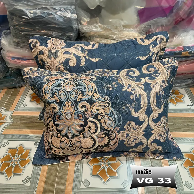 Vỏ gối trần bông dày dặn Bảo Đức Bedding 45x65cm mẫu 2 trần ếch xanh 1