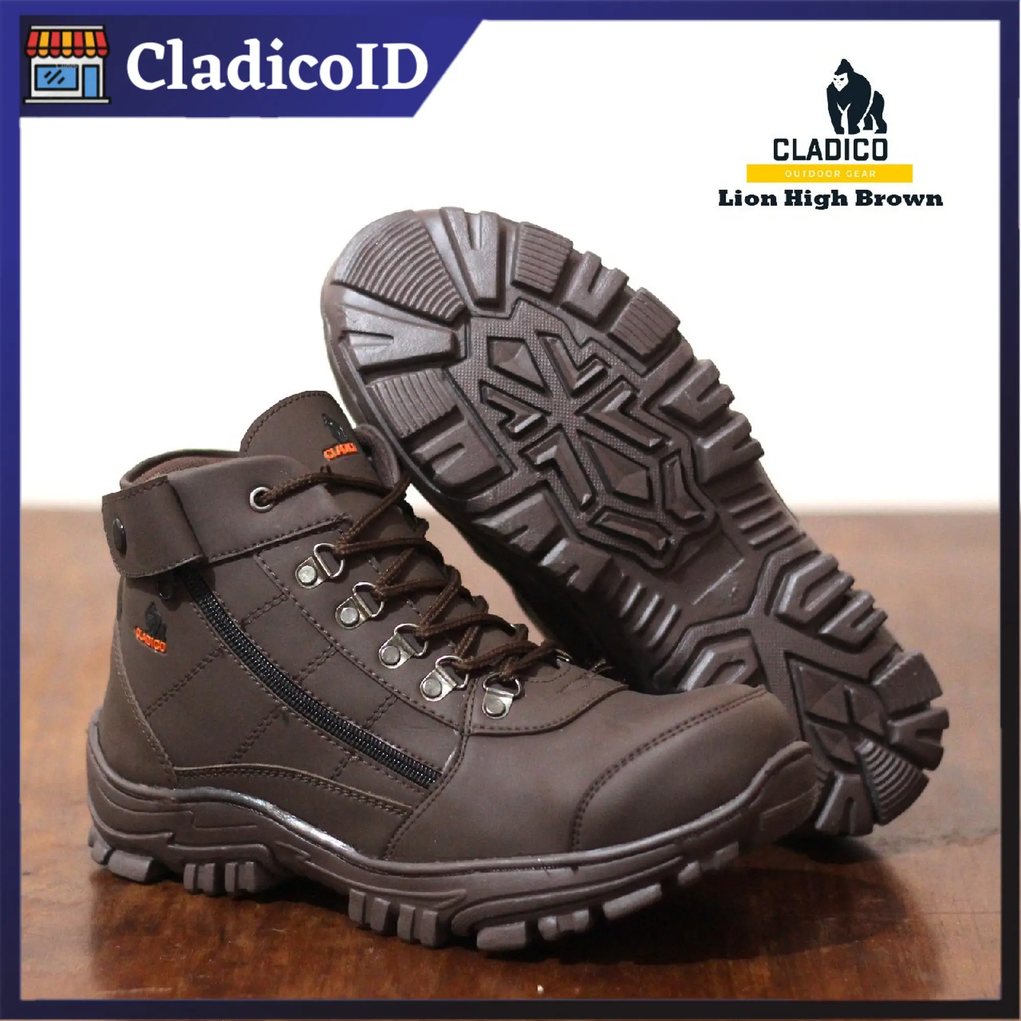 Sepatu Safety Boots Tinggi Sefty Pria Ujung Besi Cladico Lion High Kerja Lapangan Proyek Shoes
