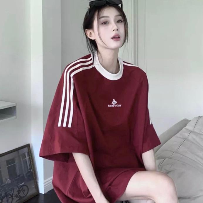   RẺ VÔ ĐỊCH  Áo thun tổ ong phông Raglan sọc vai PINK Thêu chữ AP tay lỡ form rộng Unisex 