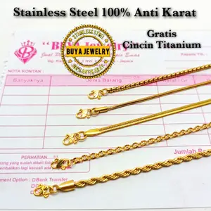 [Gratis Cincin] Kalung Titanium Pengait S Anti Karat Perempuan Laki-laki Harian Metal Coating