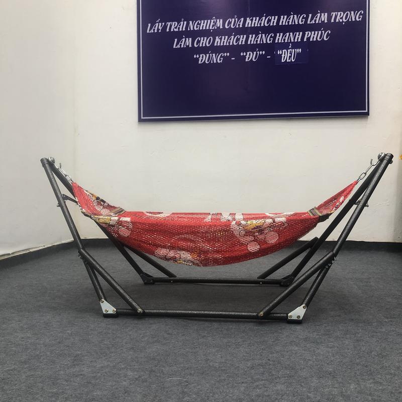 (HN)bộ võng xếp mini em bé gồm khung võng mini thép sơn tĩnh điện và lưới võng mini em bé có hình 3