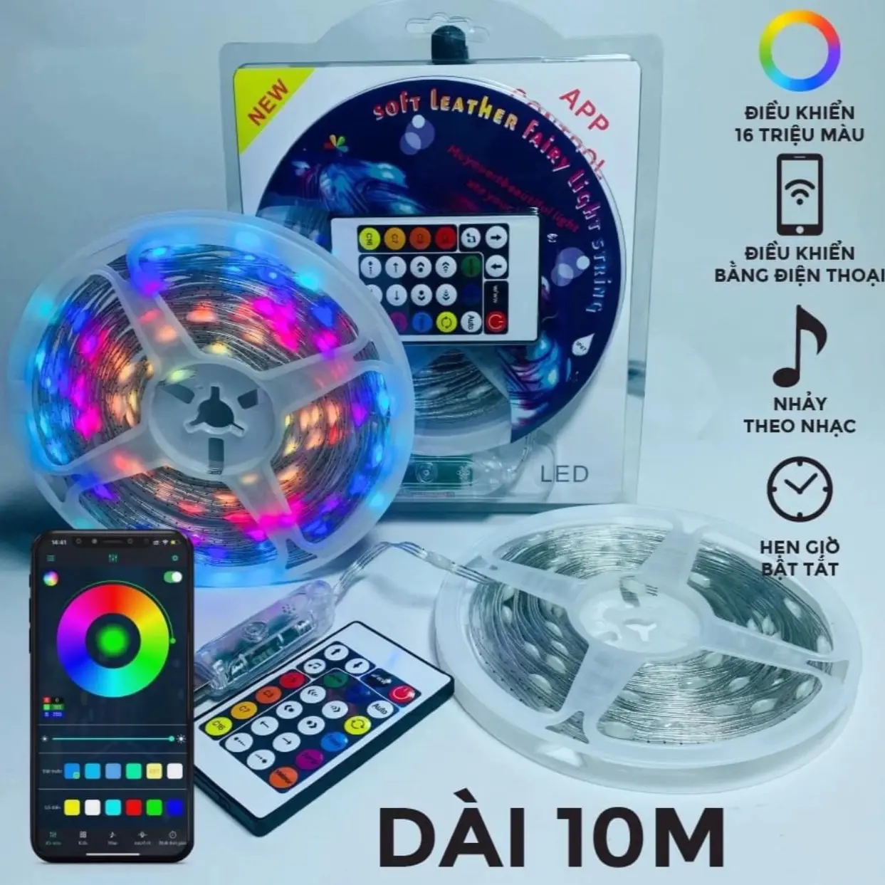 Đèn Led Cuộn nháy đuổi 10M - Kèm Củ USB 5V - Dây đèn LED trang trí RGB 5V Cổng USB nháy theo nhạc  kèm điều khiển vuadenled neon dâyled viền chong