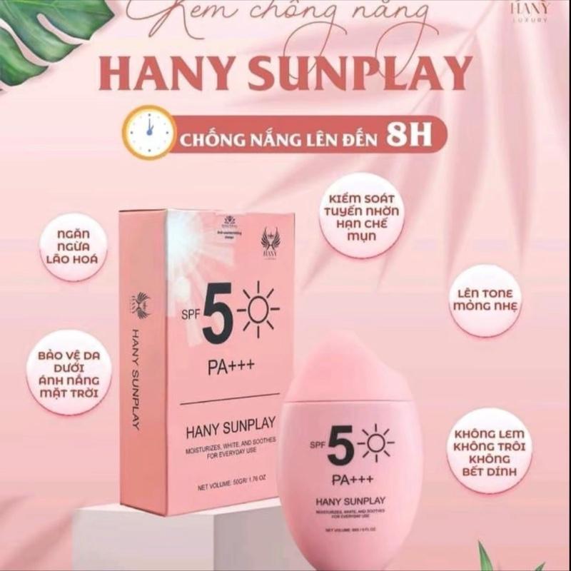 Kem Chống Nắng Cao Cấp Hany Sunplay - Chống Nắng, Nâng Tone, Dưỡng Da , Kiểm Soát Dầu Nhờn- Tuýp 50g