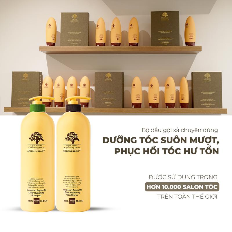 Bộ Dầu Gội Dầu Xả Siêu Dưỡng Ẩm Thương Hiệu Quốc Tế ARGANMIDAS Phục Hồi Suôn Mượt 1000ml