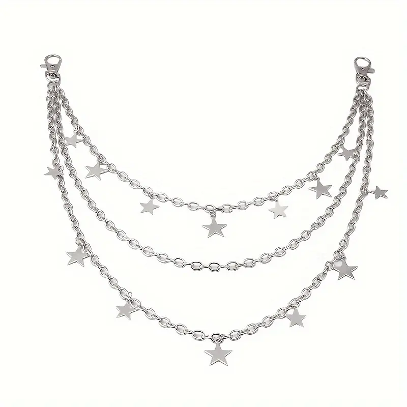 [Layered Chain Punk Star Pendant] Fashion Punk Star Pendant Layered Chain, Ideal For Skirts, Pants And Jeans, Belt Accessories, Gifts 5