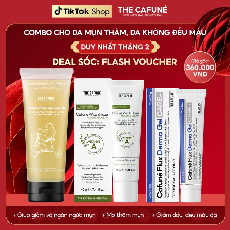 [DEAL ƯU ĐÃI THÁNG 2] Combo Gel Chấm Mụn Cafuné Flux, Sữa Rửa Mặt, Kem Dưỡng Ẩm The Cafuné Dành Cho Da Mụn 120gram Skincare  Làm Đẹp Da Chăm Sóc Da