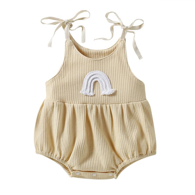 Áo Liền Quần Thường Ngày Cho Bé Gái Trẻ Sơ Sinh Áo Liền Quần Có Dây Đeo Không Tay Họa Tiết Cầu Vồng