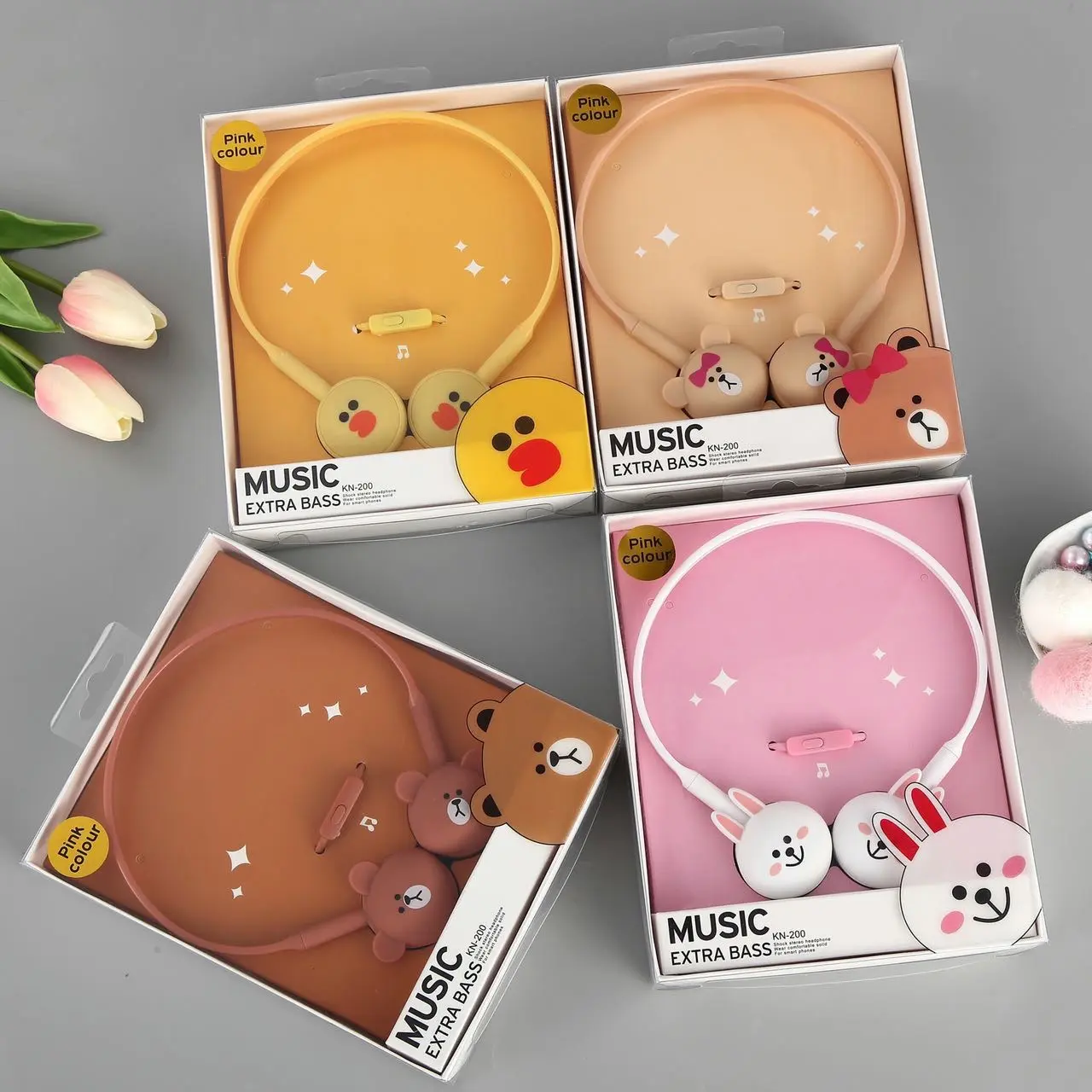 HEADSET BANDO MOTIF KARAKTER LUCU IMUT KN 200 Telepon Headphones Earphones
