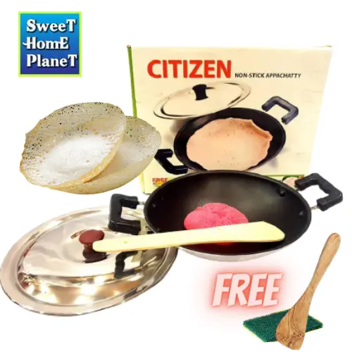 CITIZEN Non Stick Appachatty Appam Pan 22cm Aappa Pathra Pan With Handle Kuali Apam Cookware Kitchenware