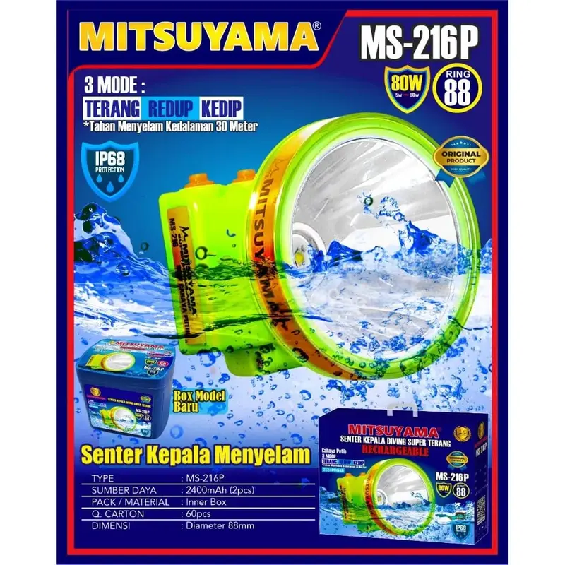 SENTER KEPALA SELAM MITSUYAMA MS-216| BISA CAS | BISA DIMMER 0