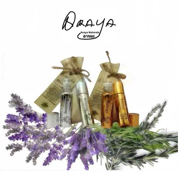 Araya Naturals 5ml น้ำมันอโรม่าทานวดผิวกาย เพื่อความรู้สึก หอมเย็นสดชื่น ผ่อนคลายสบายผิว ส้ม มะกรูด มะนาว มิ้นท์ ลาเวนเดอร์ ออยล์