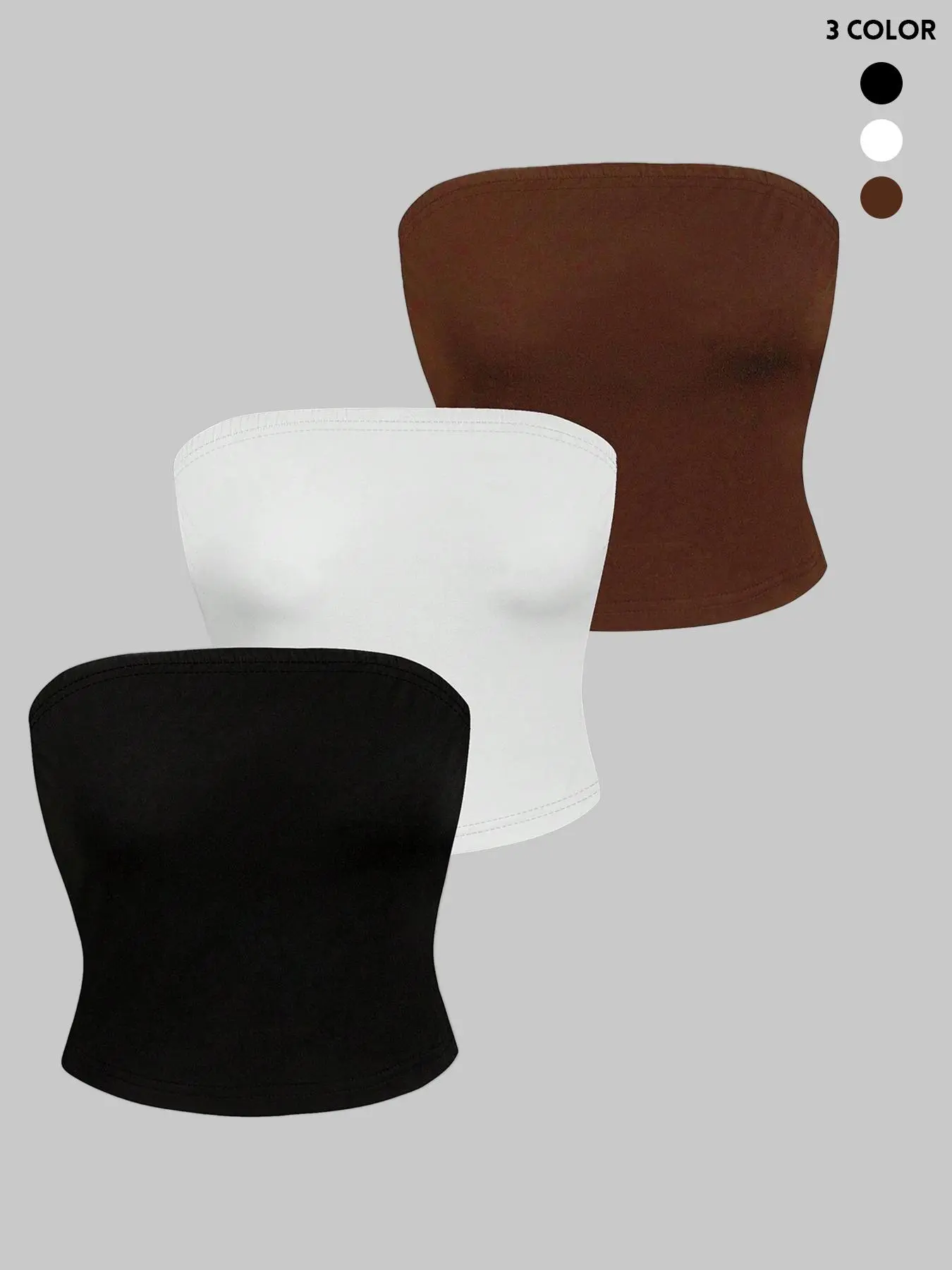Women's Solid Color Basic Tube Top, Casual Strapless Top for Summer, Ladies Clothes for Daily Wear