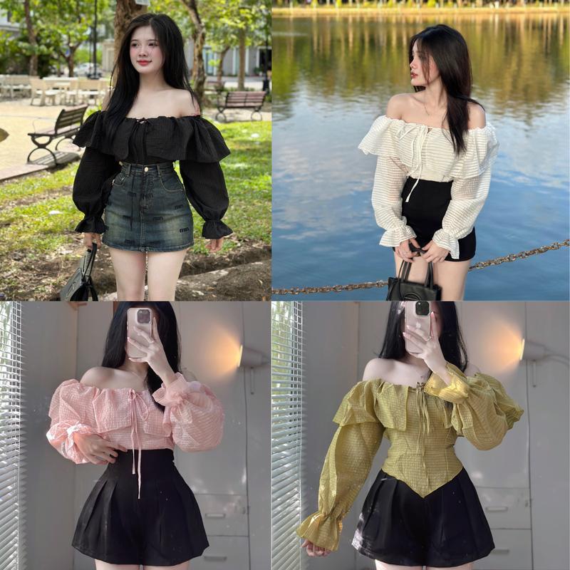 Áo kiểu nữ trễ vai tay phồng pla228