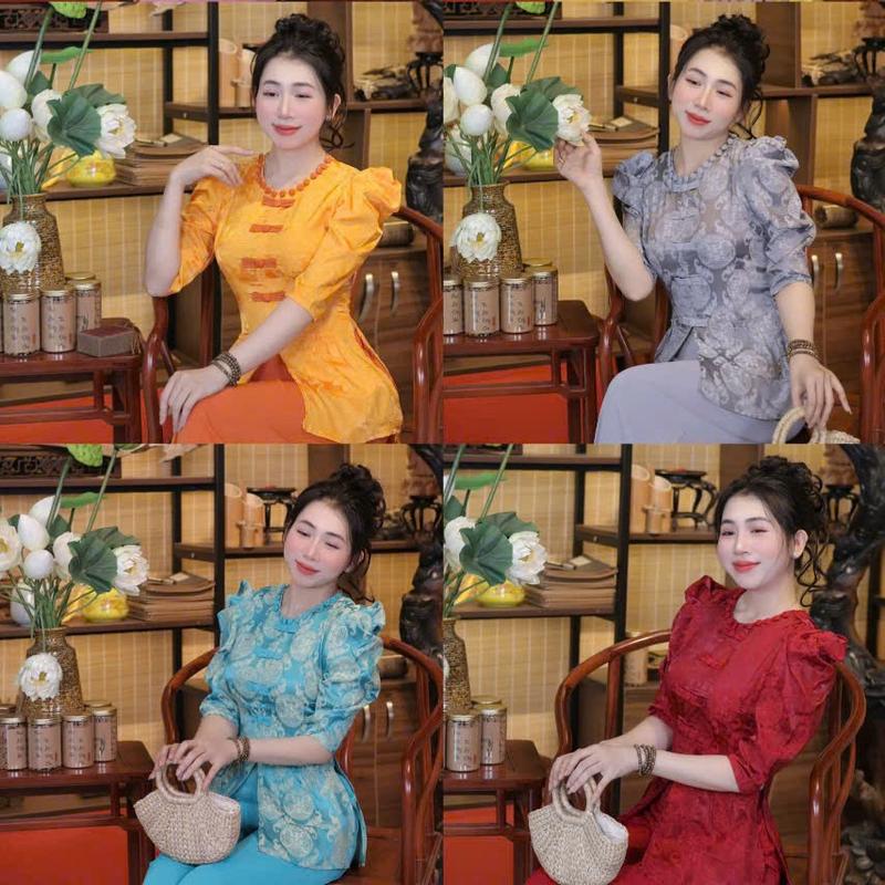 SET BỘ LAM  GẤM 2 DA, NÚT BỌC QUANH CỔ ÁO, TAY PHỒNG LỞ, XẺ TÀ, 2 TÚI HÌNH TÚI TIỀN PHONG THỦY KHÓA KÉO SAU LƯNG, CHẤT VẢI MỀM MẠI, THOÁNG MÁT, THẤM HÚT MỒ HÔI. 7