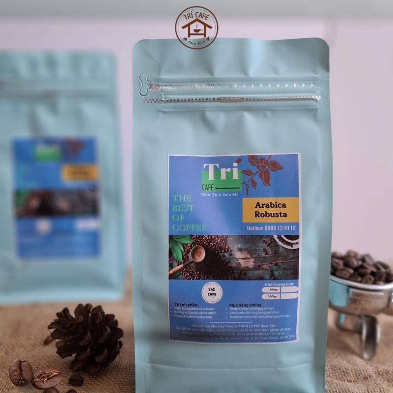 Tri CAFE 1KG CÀ PHÊ ROBUSTA+ARABICA HẠT NGUYÊN CHẤT TỶ LỆ 8:2 GU ĐẬM THƠM DỊU size Hạt S16-S18 Cao Cấp