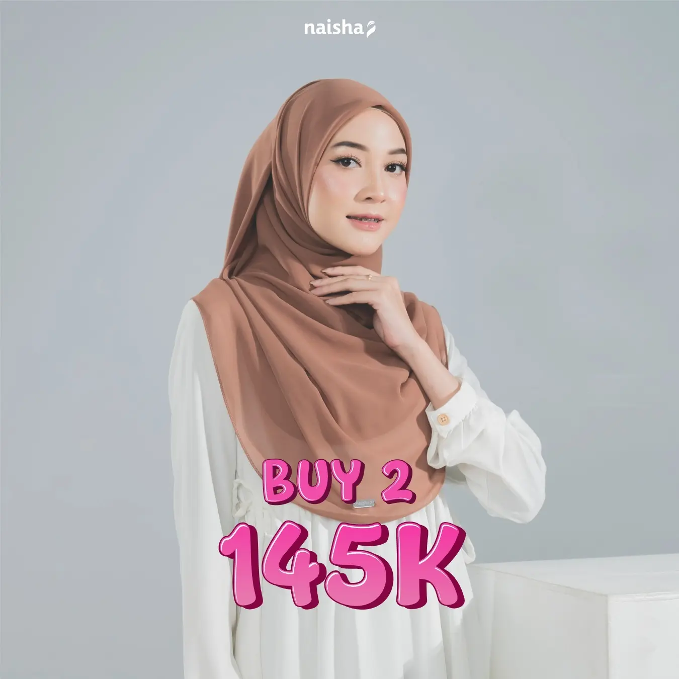 [Ready Stok] Naisha Official Hijab Malay Alesha Jilbab Ceruty Segi Empat Curve Syari Square Muslim Kerudung Voal Basic
