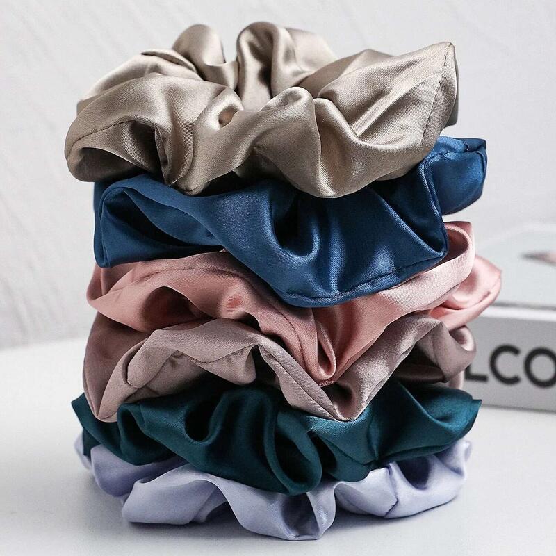 Product Introduction of Scrunchie Satin lớn, Bộ 6 món, dành cho phụ nữ, màu Trơn sử dụng hàng ngày, thiết kế đơn giản và khí quyển 0