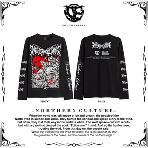 Kaos Longsleeve Netral Northern Culture Model Lengan Panjang Casual Sablon Dtf Full Punggung Fashion Kalcer Metal Pria Wanita Distro Hitam Putih DEATH EMPIRE EC5